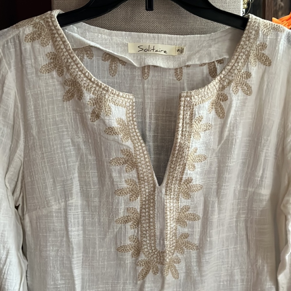 Solitaire Cotton Beige Blouse Tunic - Picture 5 of 11
